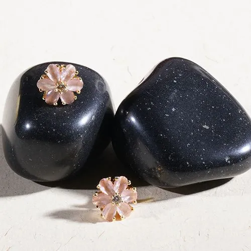 Charming Peach Floral Studs