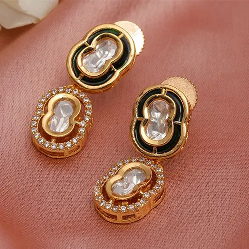 Chic Gold Plated Meenakari and Diamond Set