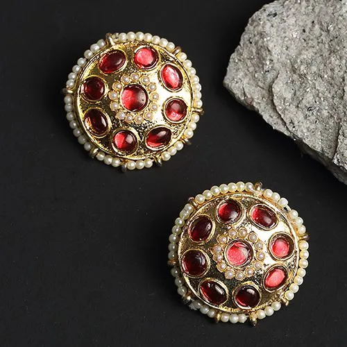 Radiant Pearl Embellished Kundan Studs