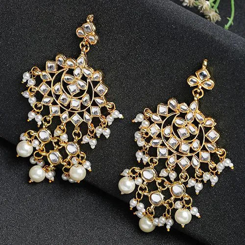 Chic Kundan   Pearl Earrings