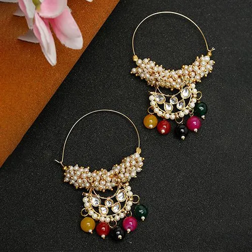 Pretty Kundan Statement Hoops