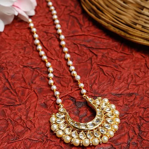 Sophisticated Long Kundan Pearl Neckpiece