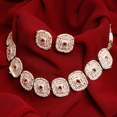 Sparkling Pink Kundan Jewelry Set