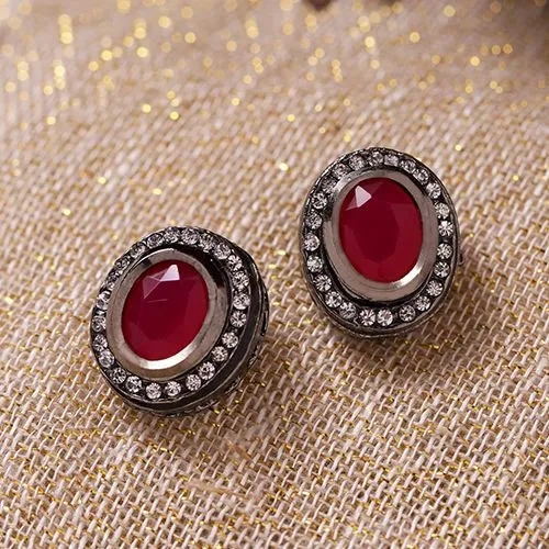 Elegant Ruby Kundan Studs