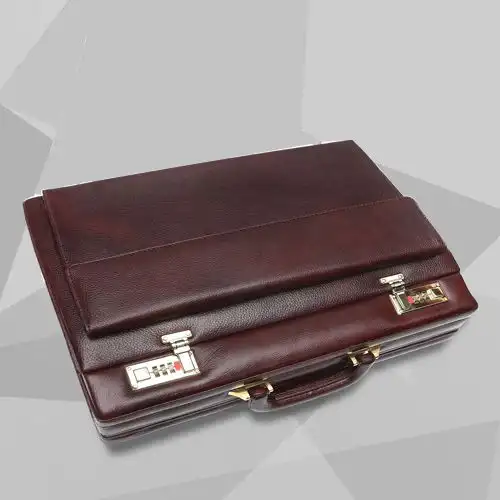 Wonderful N Expandable Leather Briefcase for Men