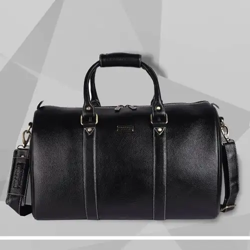 Trendy Leather Duffle Travel Bag