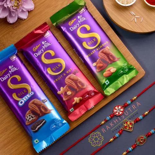 Fantastic Kundan Rakhi Set N Cadbury Combo