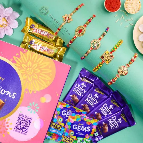 Beautiful Kundan Rakhi Set N Cadbury Celebrations Treat