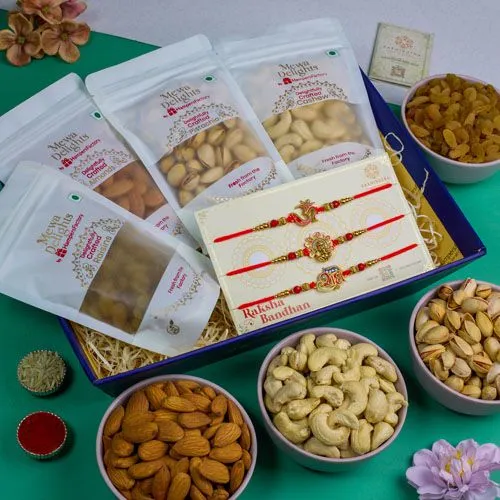 Trio Kundan Rakhi n Nutty Treats