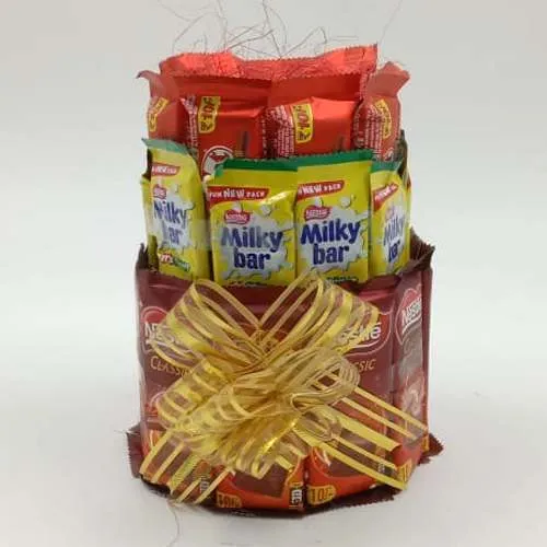 Marvelous 3 Layer Tower Arrangement of Nestle Chocolates