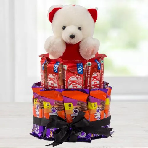 Tempting Chocolate n Teddy Arrangement