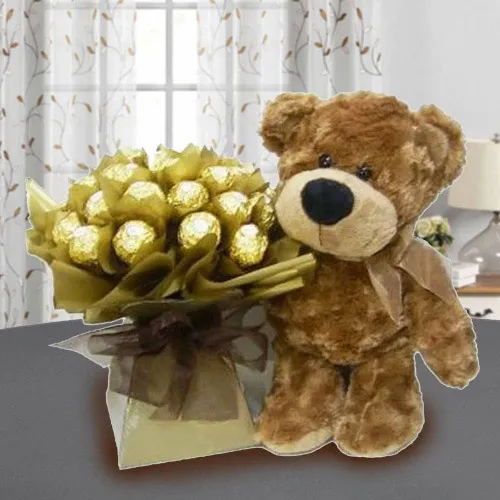 Wonderful Brown Teddy with Ferrero Rocher Chocolate