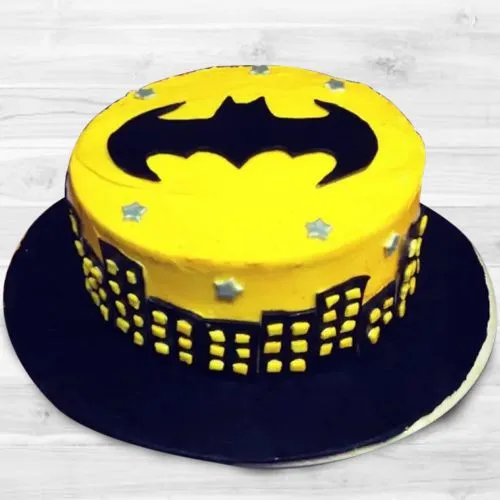 Classic Butter Scotch Cake with Batman Logo