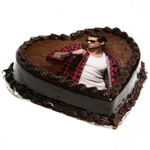 Online Heart Shaped Chocolate Photo Cake