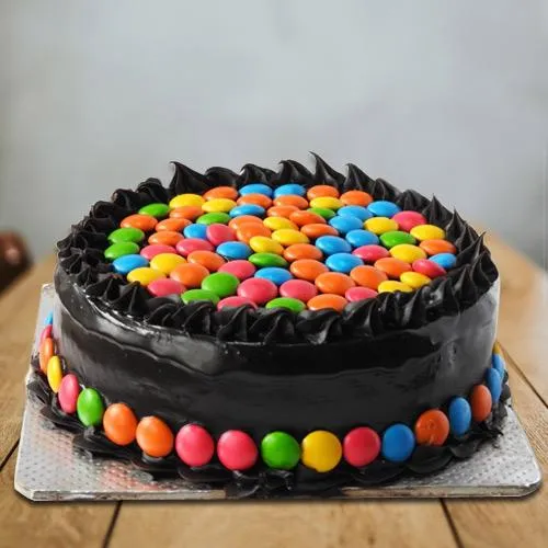 Yummy Round Chocolate Gems Cake