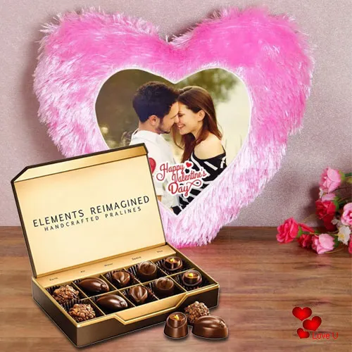 Standard Personalized Heart Shape Cushion with ITC Premium Chocolates