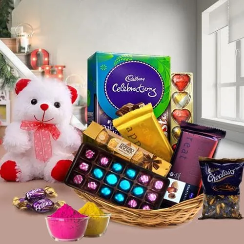 Ambrosial Chocos Gift Basket for Holi