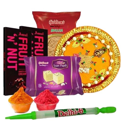 Expressive Holi Celebration Gift Hamper with Gulal n Pitchkari