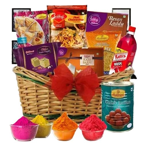 Splendid Haldiram Delectables with Herbal Gulal for Holi Celebrations