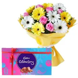 Online Mixed Flowers Bouquet and Cadbury Celebrations