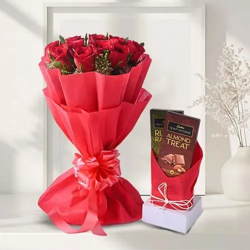 Red Roses with Chocolate Delight Set