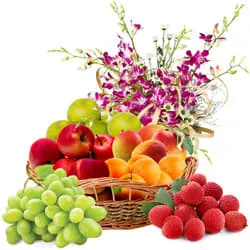 Nourishing Fresh Fruits Delight Decorated Basket