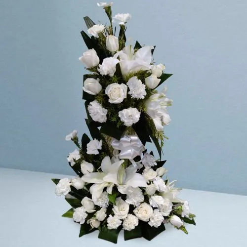 Graceful Long Stem Arrangement of White Flowers