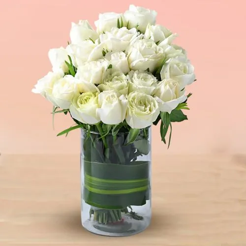 Beautiful White Roses Vase Arrangement