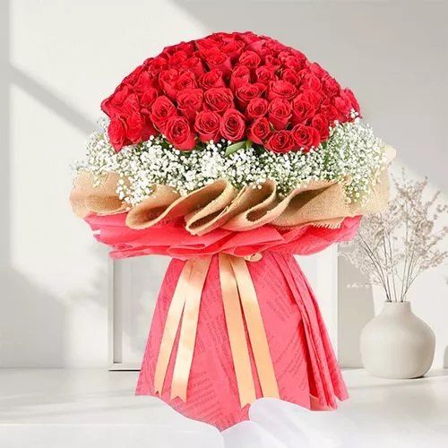 Classy Bouquet of 100 Red Roses