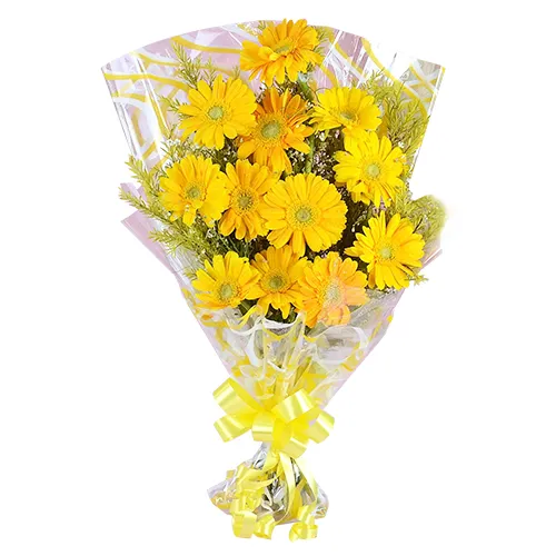 Unique Yellow Coloured Gerberas Arrangement