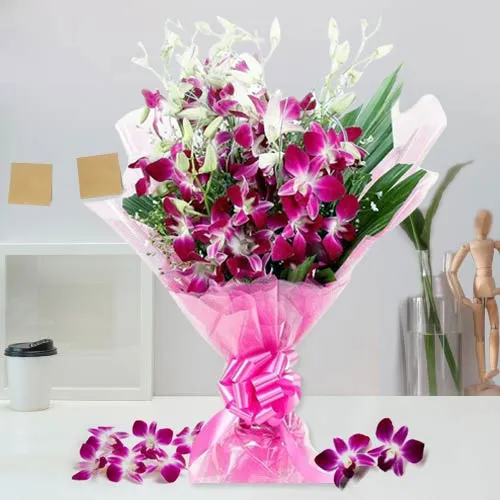 Artistically Arranged Orchids Bouquet