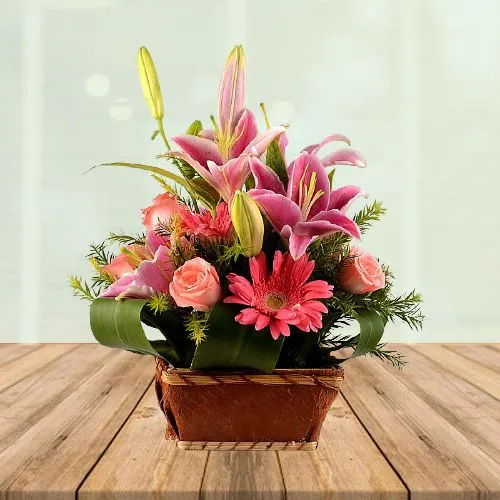 Tales of Pink Floral Basket