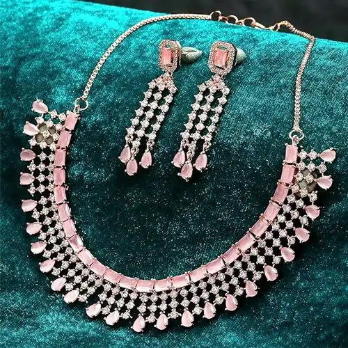 Wonderful Floral Design Choker AD Necklace Set