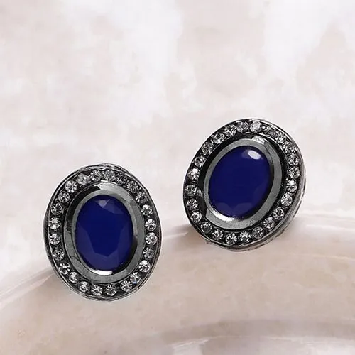 Elegant Kundan Blue Studs