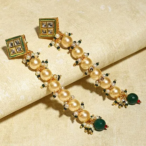 Classic Kundan   Pearl Earrings