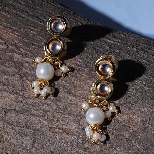 Chic Pearl Drop Kundan Earrings