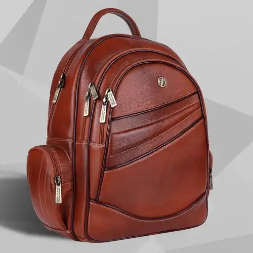 Sleek Leather Laptop Backpack