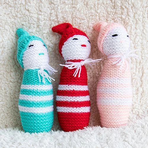 Gift of Three  Sleepy Head Rattles