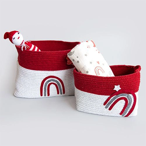 Eco Friendly Rainbow Design Cotton Rope Baskets