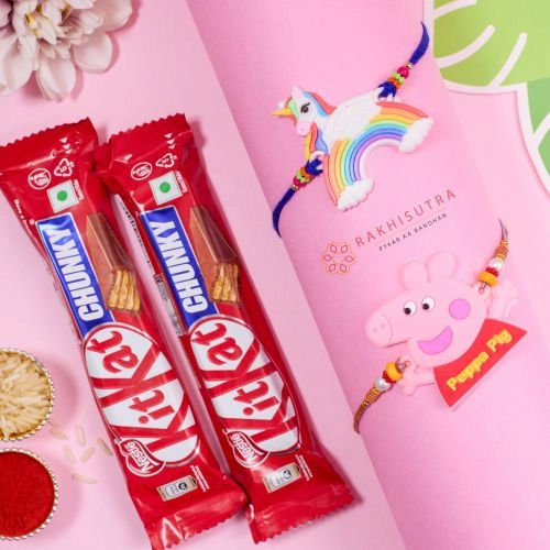 Exclusive Kids Rakhi Set N KitKat Treat