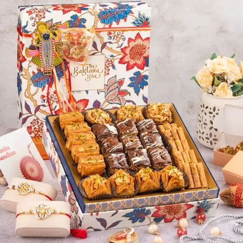 Deluxe Mixed Baklava N Rakhis Gift Box