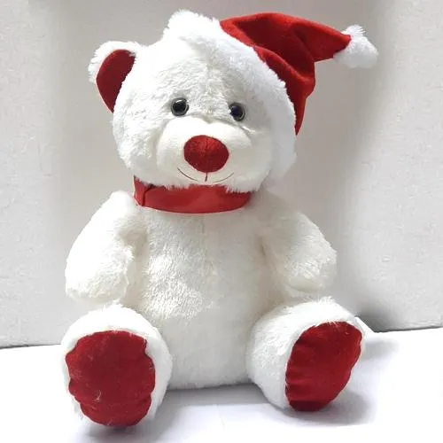 Mesmerizing Teddy with Red Santa Claus Cap