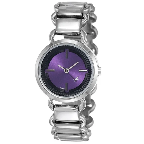 Fashionable  Round Purple Dial Ladies Analog Watch