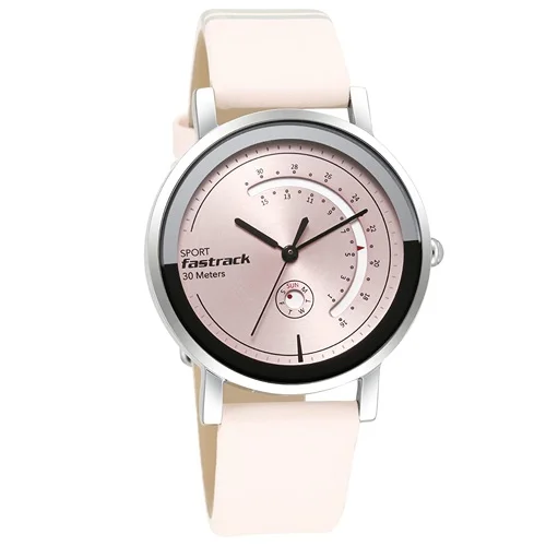 Attractive  Round Pink Dial Ladies Analog Watch