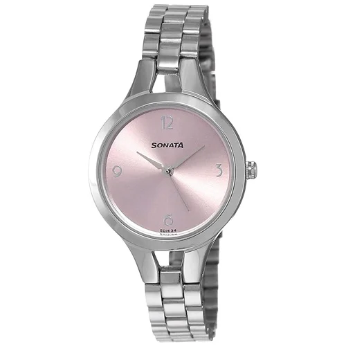 Fancy Sonata Steel Daisies Analog Pink Dial Womens Watch